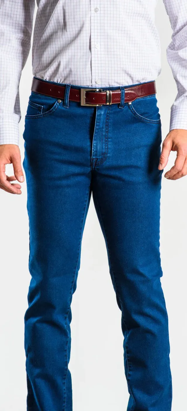 Alain Delon Jeans Slim Blu Scuro Denim Elasticizzato