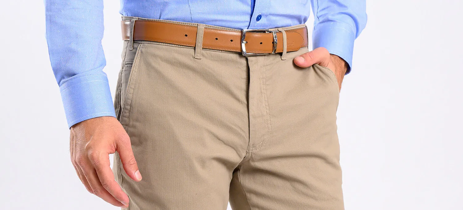 Alain Delon pantalone chino beige slim fit cotone