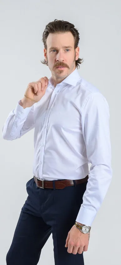 Alain Delon camicia bianca slim fit cotone