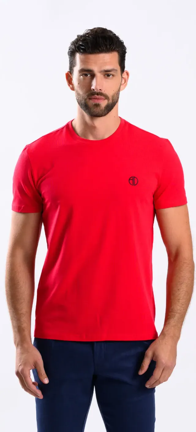 Alain Delon t-shirt slim rossa jersey cotone stretch