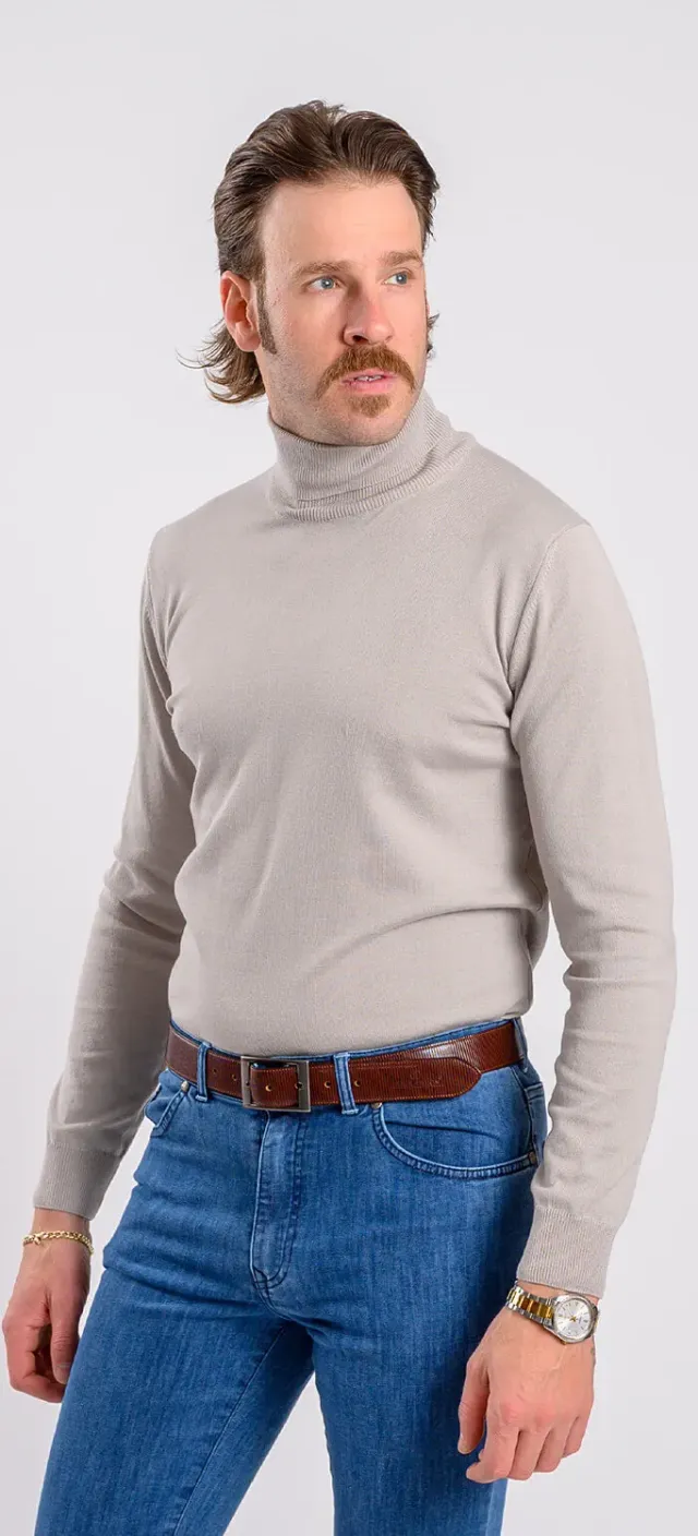 Alain Delon dolcevita grigio chiaro slim cotone