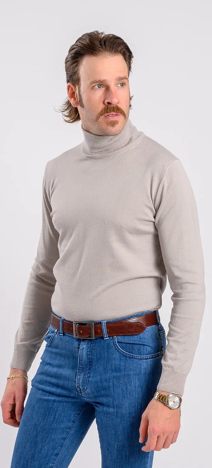 Alain Delon dolcevita grigio chiaro slim cotone