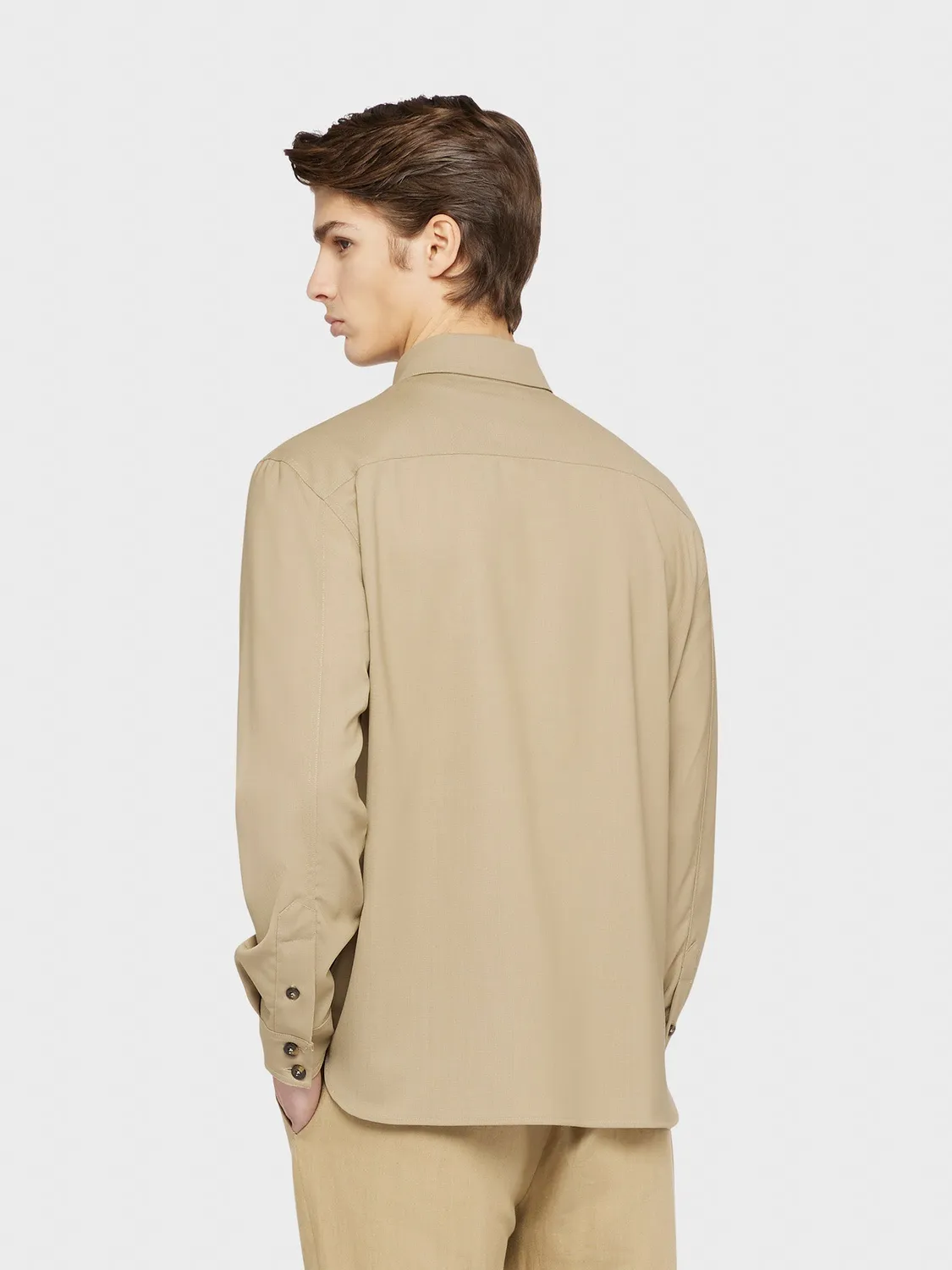 Caruso Aida overshirt Houdini lana sabbia