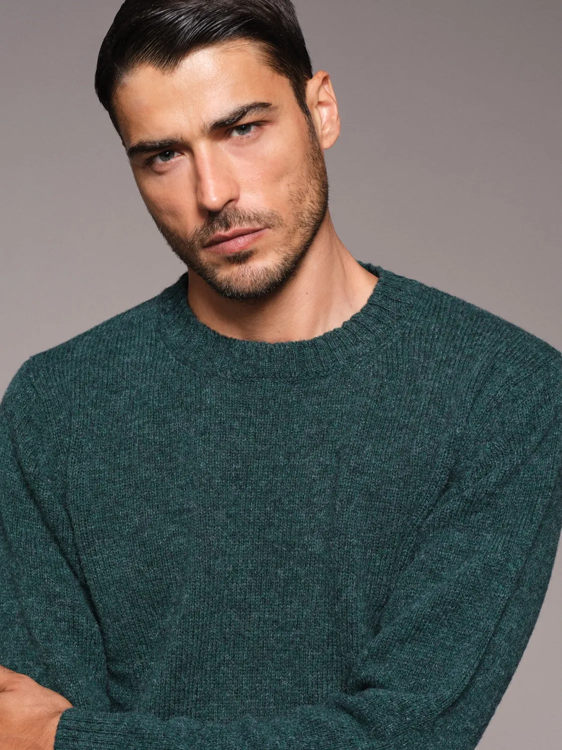 Caruso maglia girocollo lana Shetland verde
