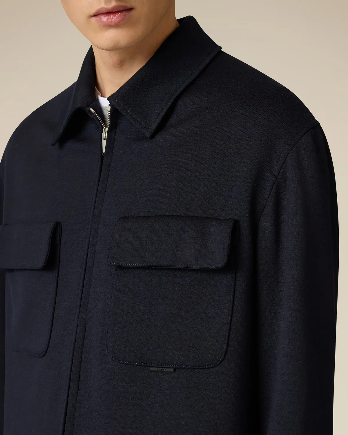 Lardini Easy Wear Giacca camicia lana tencel blu