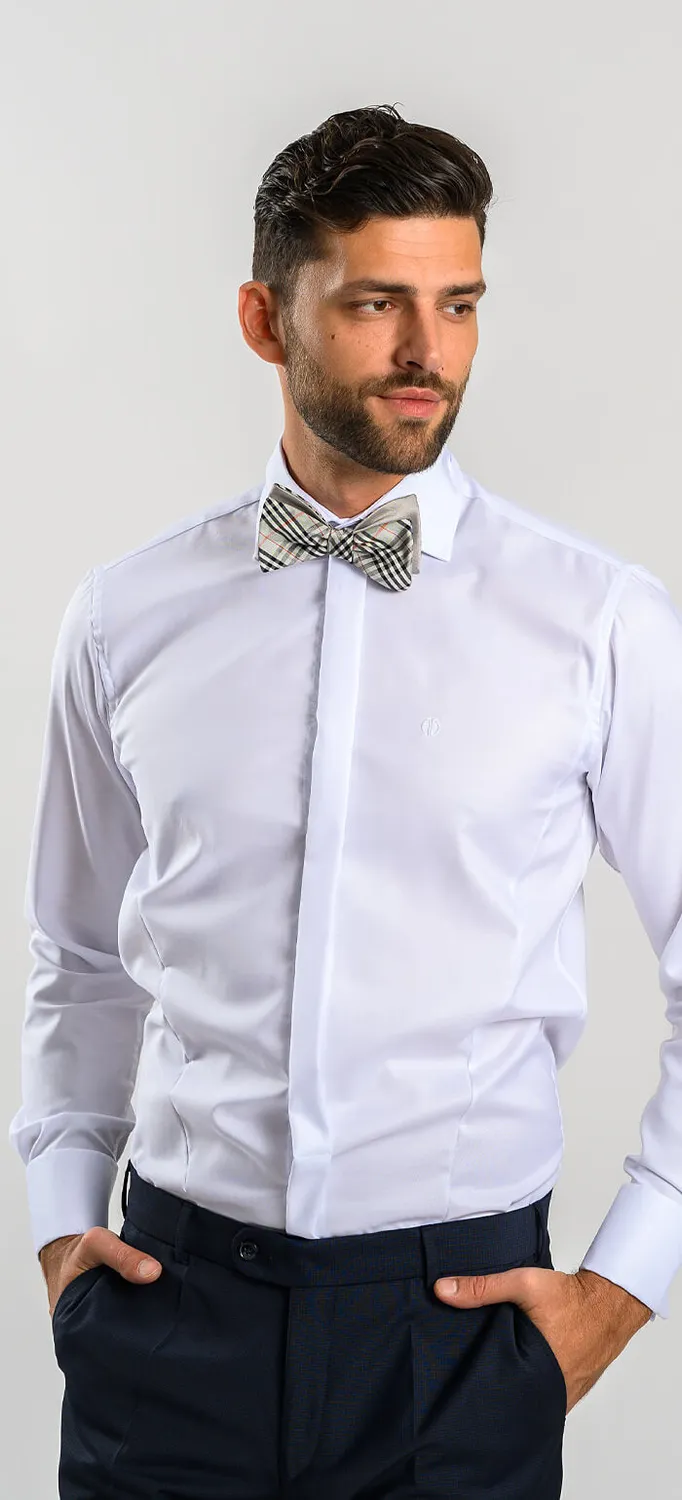 Alain Delon Camicia Bianca Extra Slim Cotone Gemelli