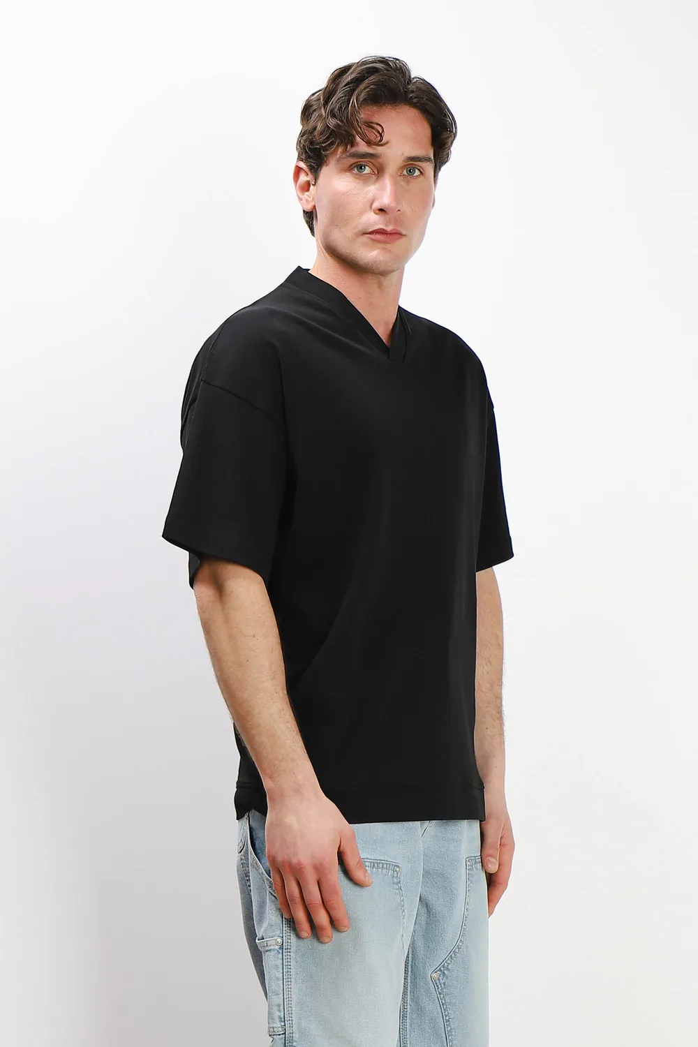 Sonny Bono t-shirt scollo V nero over fit