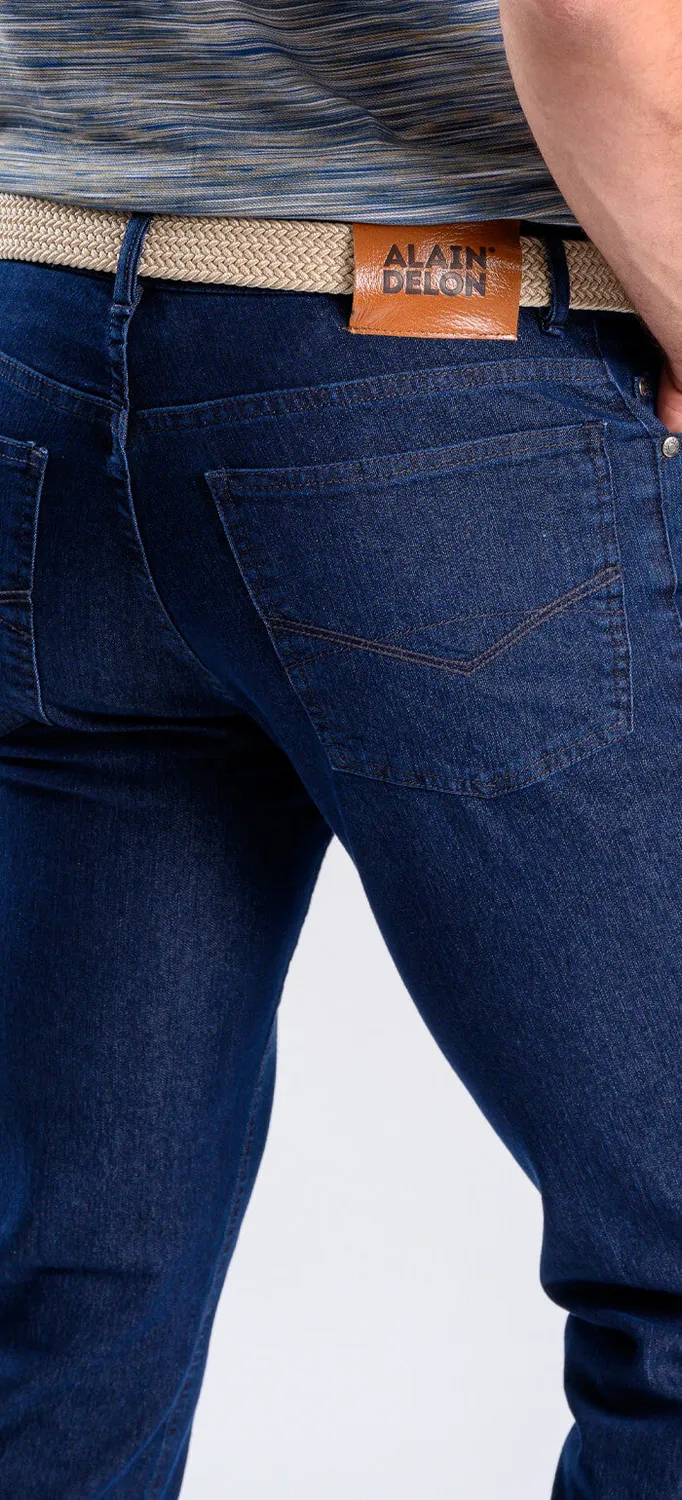 Alain Delon jeans dritti blu scuro cotone elasticizzato
