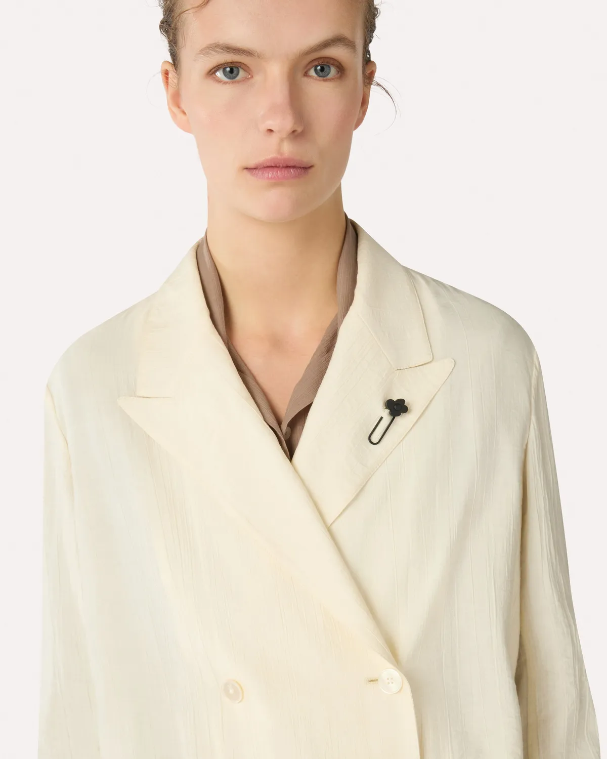 Lardini blazer donna doppiopetto viscosa panna decostruito