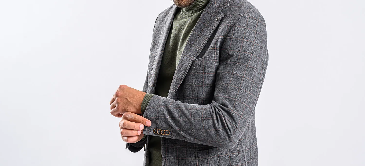Alain Delon blazer cotone grigio quadri marroni 50