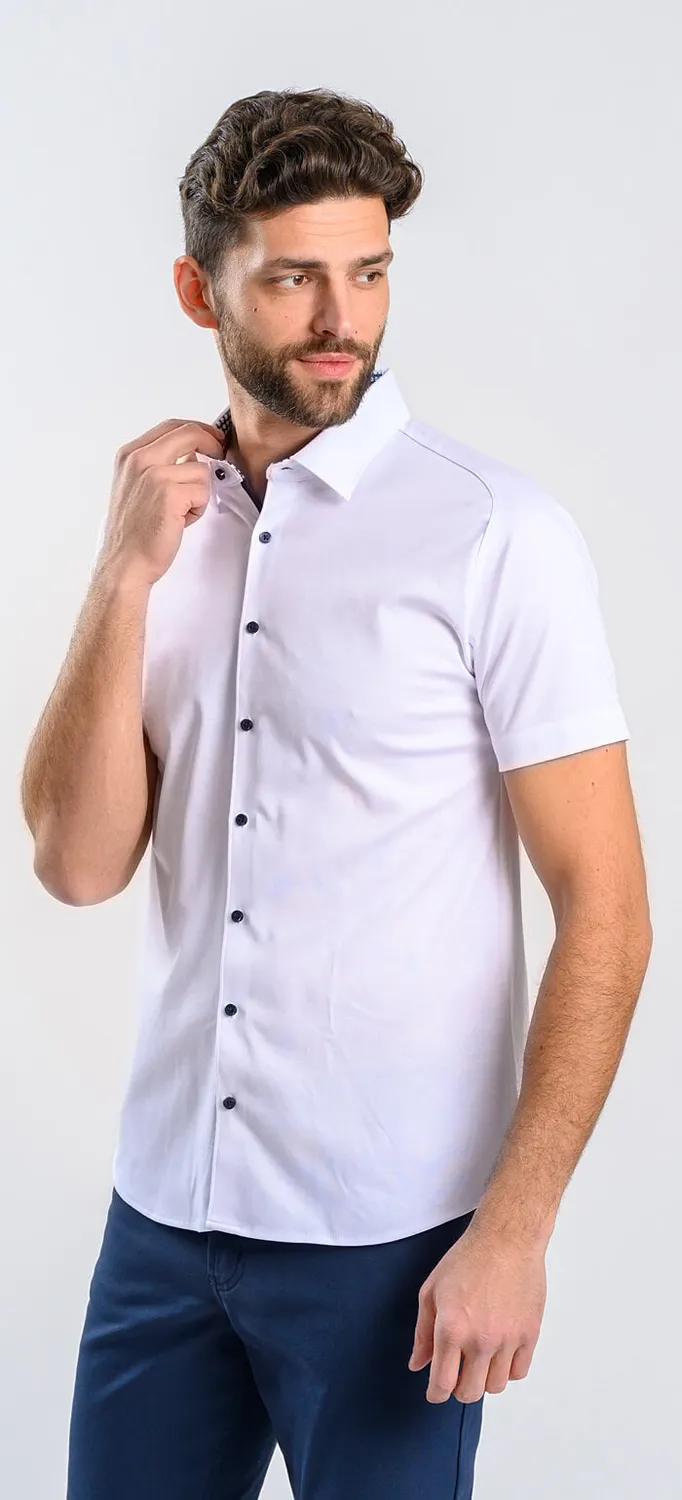 Alain Delon Camicia extra slim bianca manica corta cotone