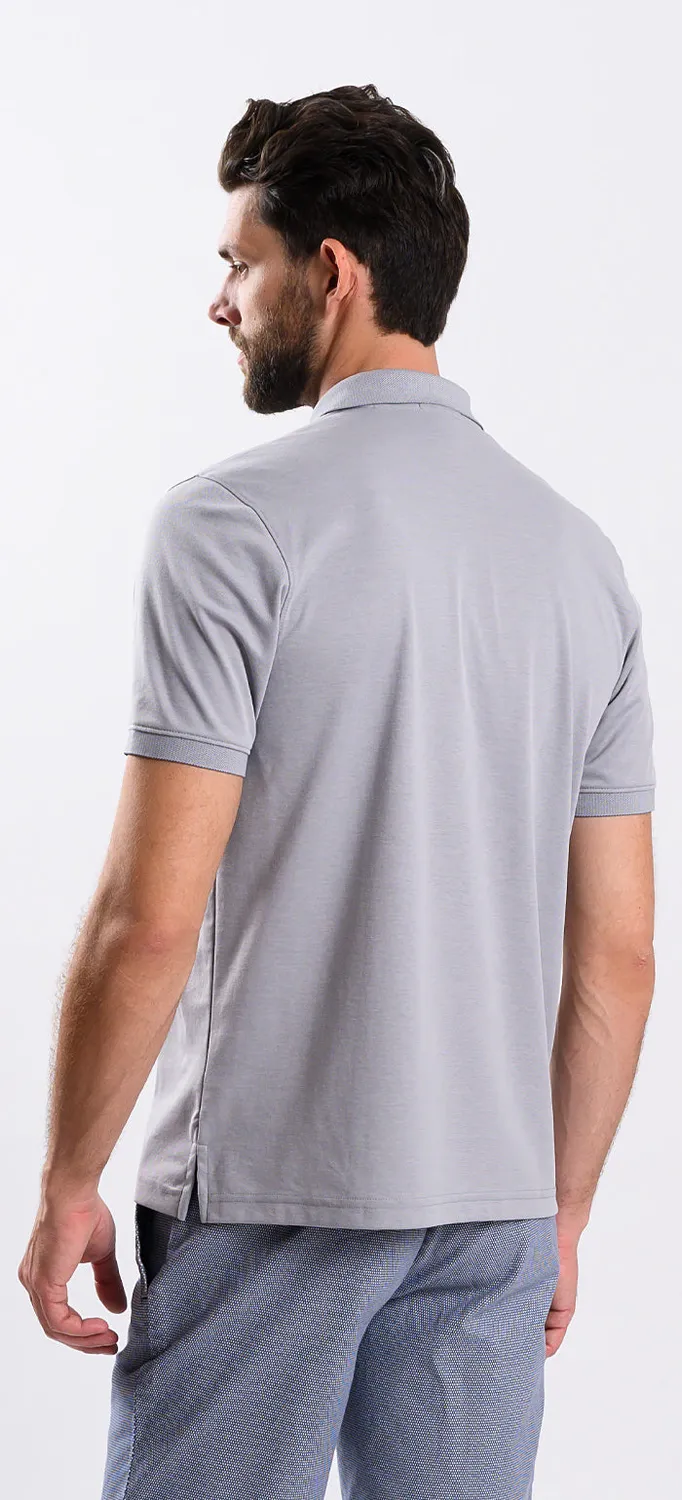 Alain Delon polo grigia slim micropima cotone
