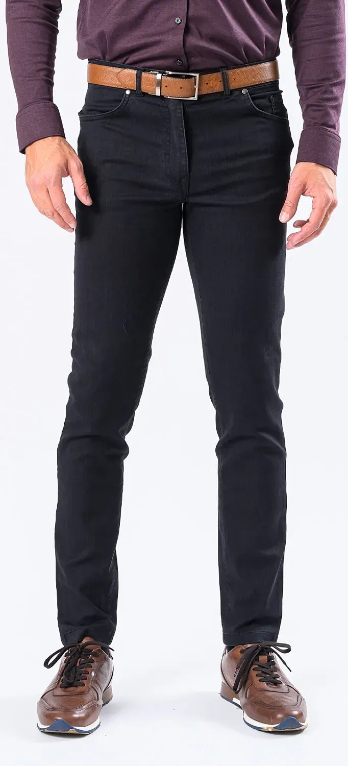 Alain Delon jeans slim neri effetto slavato elasticizzati