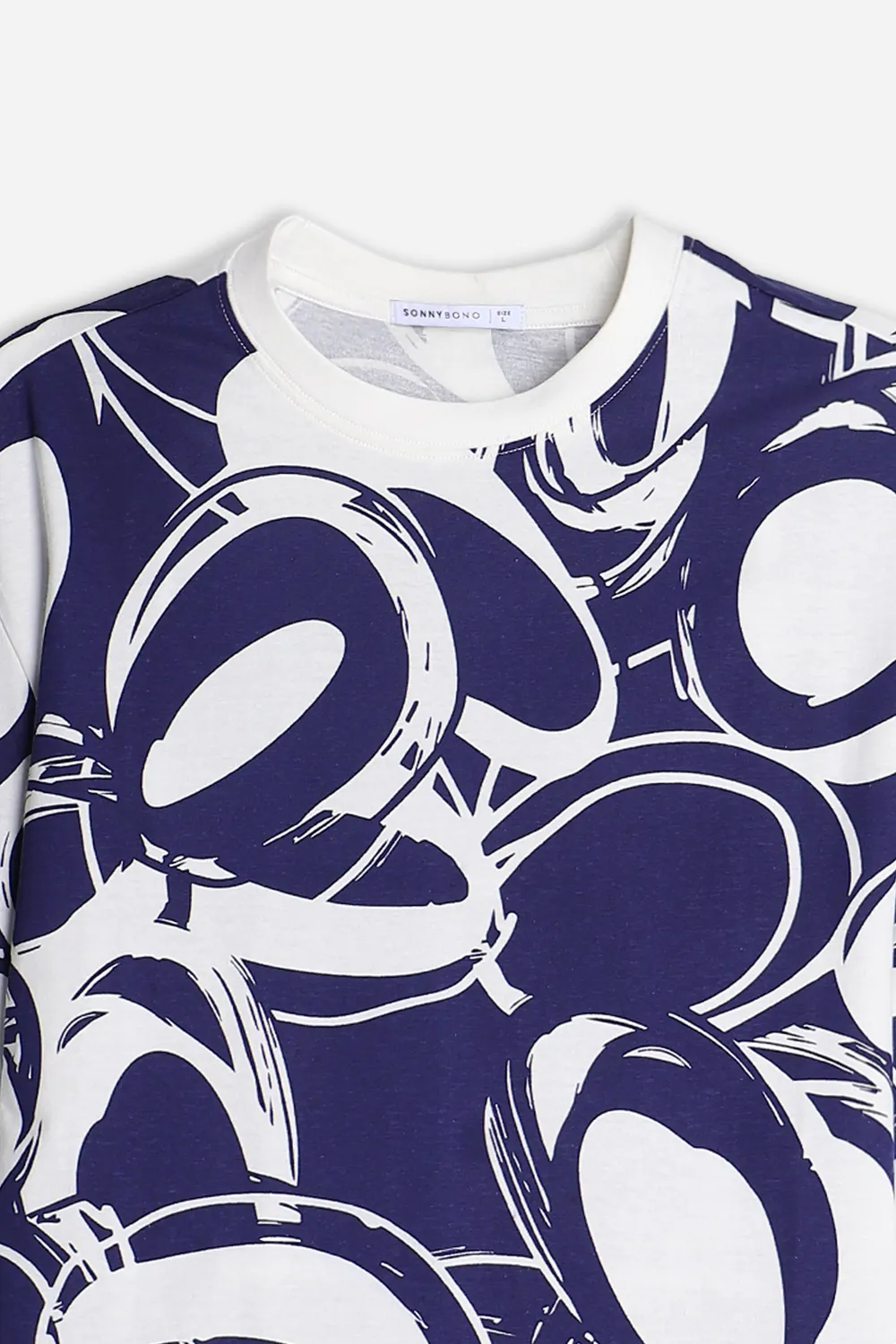Sonny Bono T-Shirt Girocollo Fantasia Bluette
