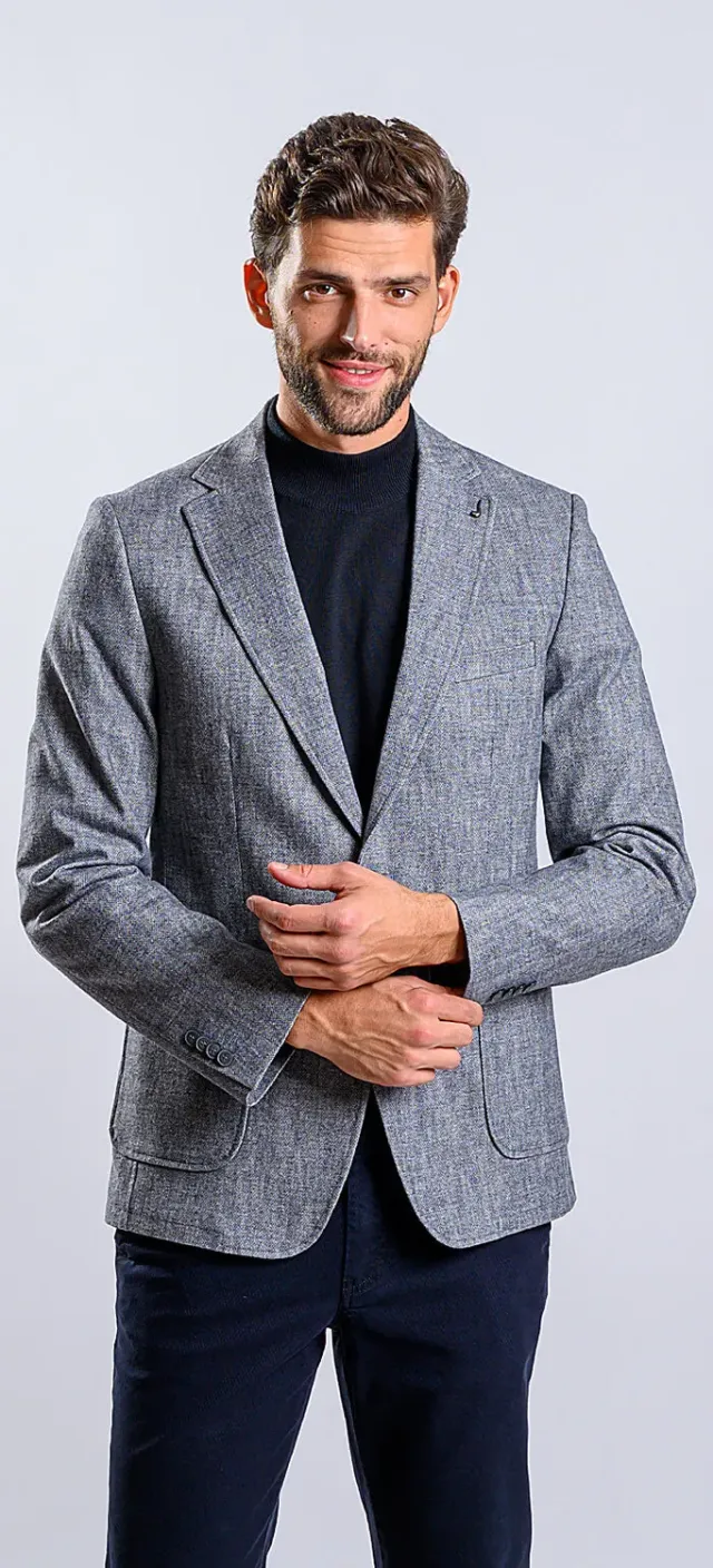 Alain Delon Giacca Grigia Cotone Slim Fit