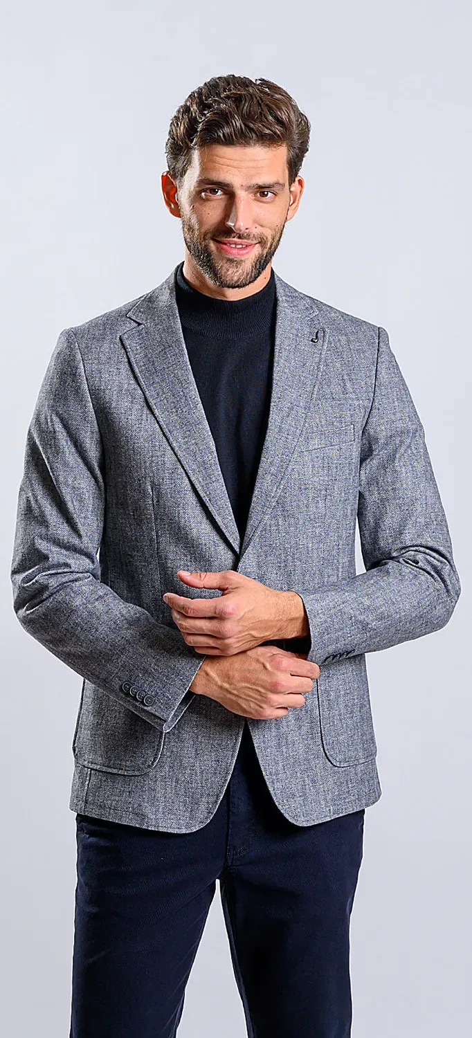 Alain Delon Giacca Grigia Cotone Slim Fit