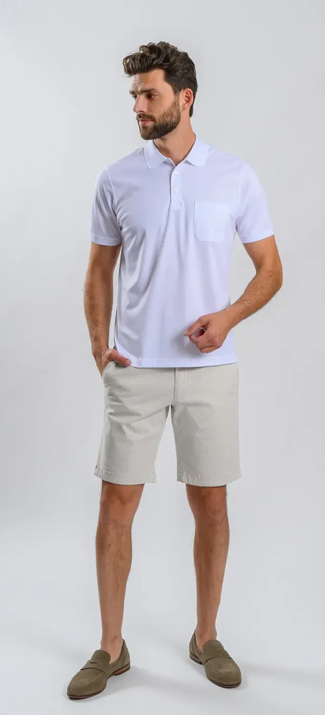 Alain Delon polo bianca uomo slim fit micropima