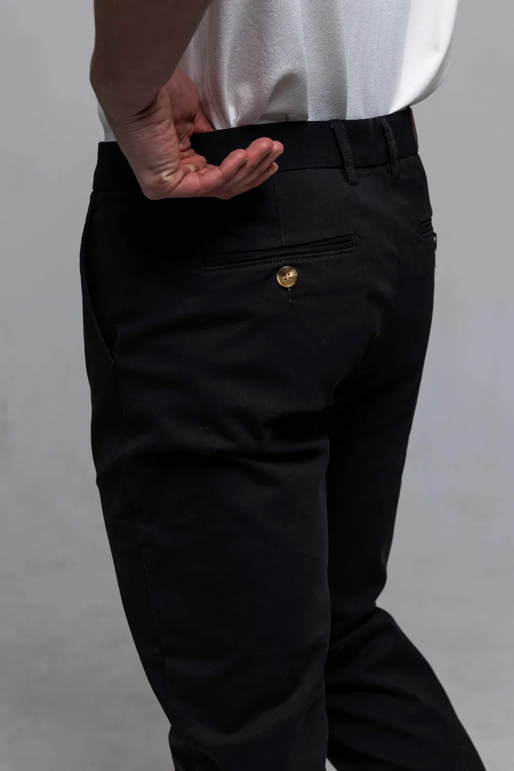 Alain Delon pantaloni chinos neri cotone elasticizzato