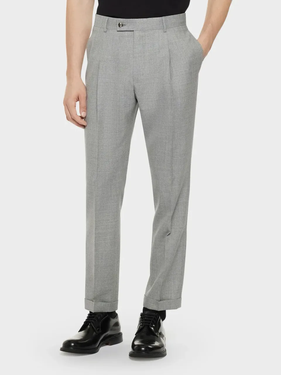 Caruso Pantalone Carrot Fit Lana Grigio Tinta Unita
