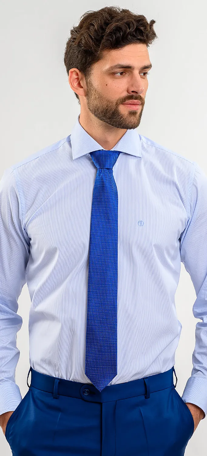 Alain Delon camicia bianca slim fit a righe blu