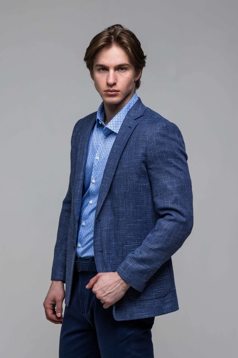 Alain Delon Blazer Slim Fit Estivo Blu Mezza Fodera