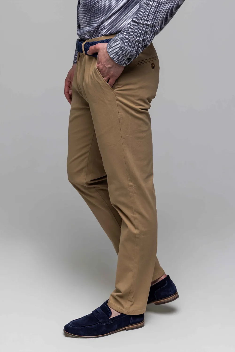 Alain Delon chinos marroni cotone elasticizzato uomo