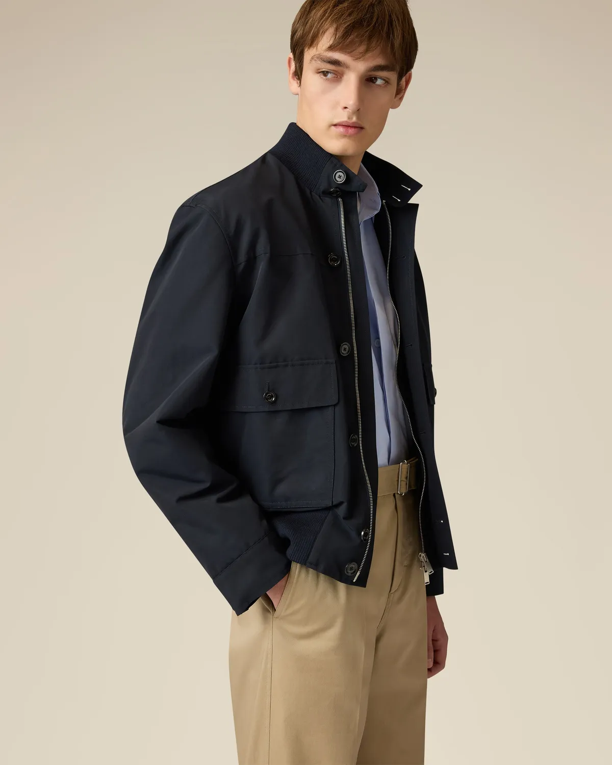 Lardini Giubbino nylon blu imbottito antipioggia collo maglia