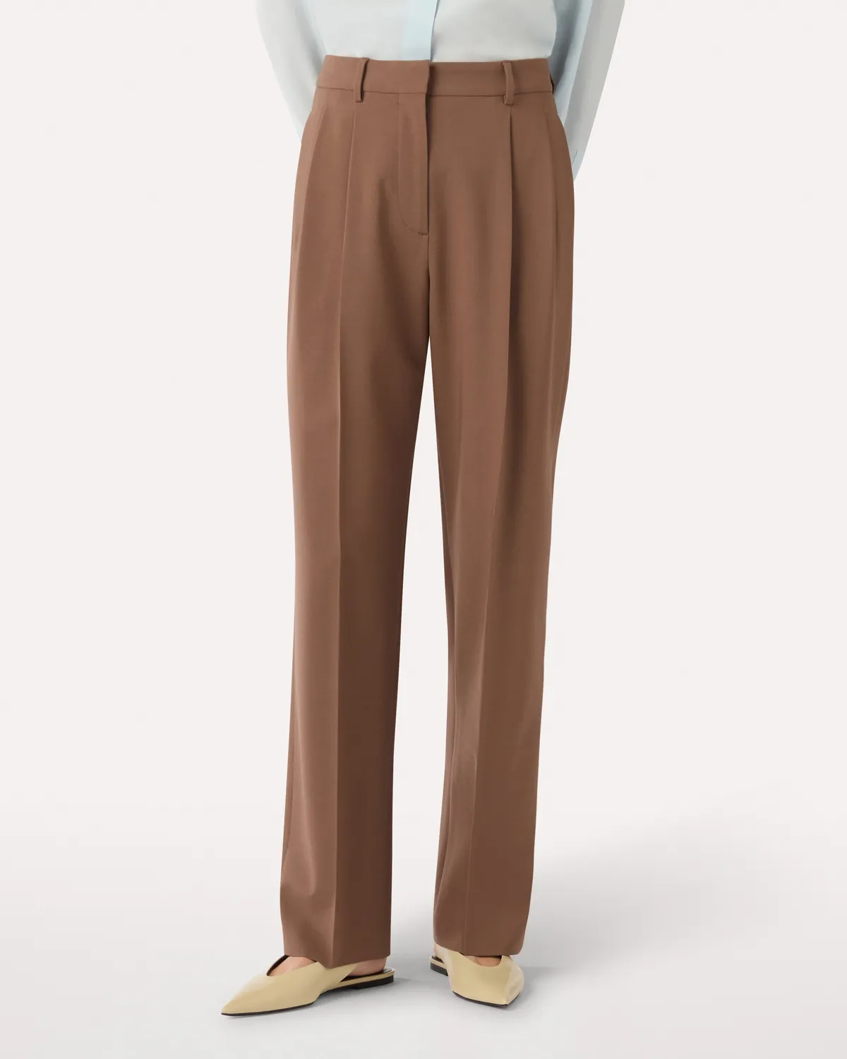 Lardini pantalone marrone lana stretch vita alta