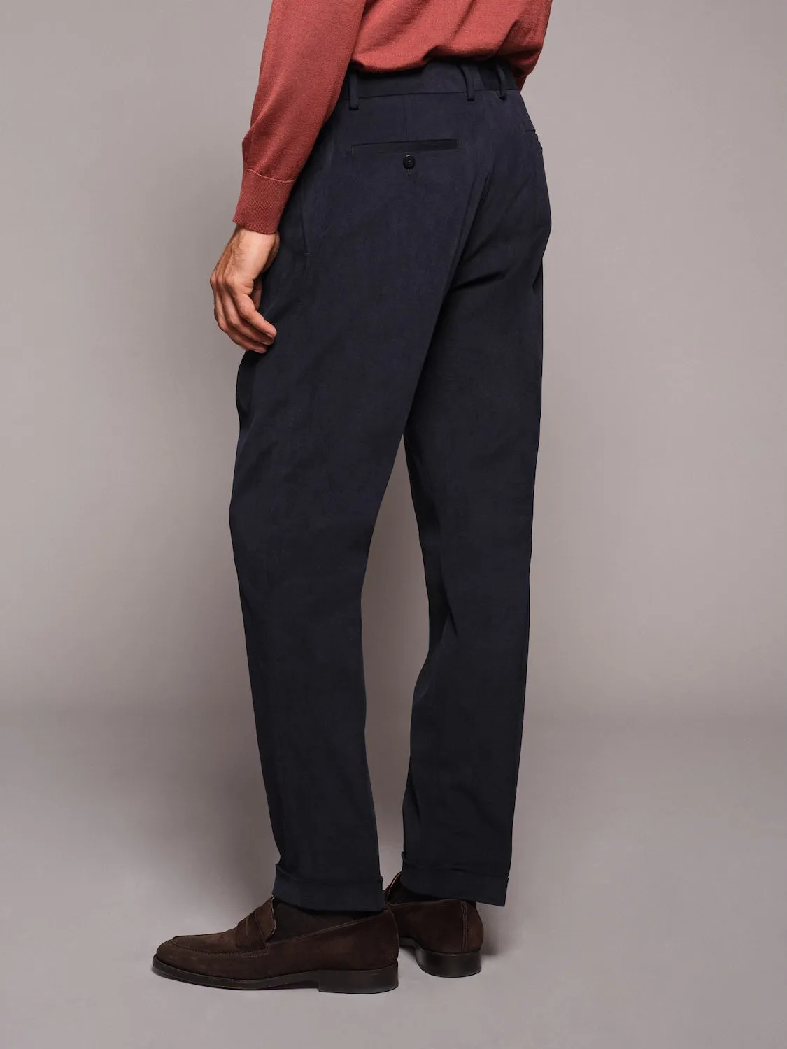 Caruso pantalone carrot fit cotone blu