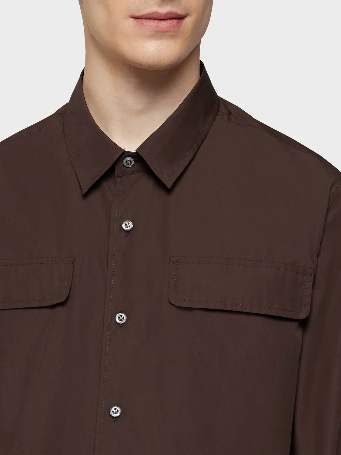Caruso camicia texana marrone cotone