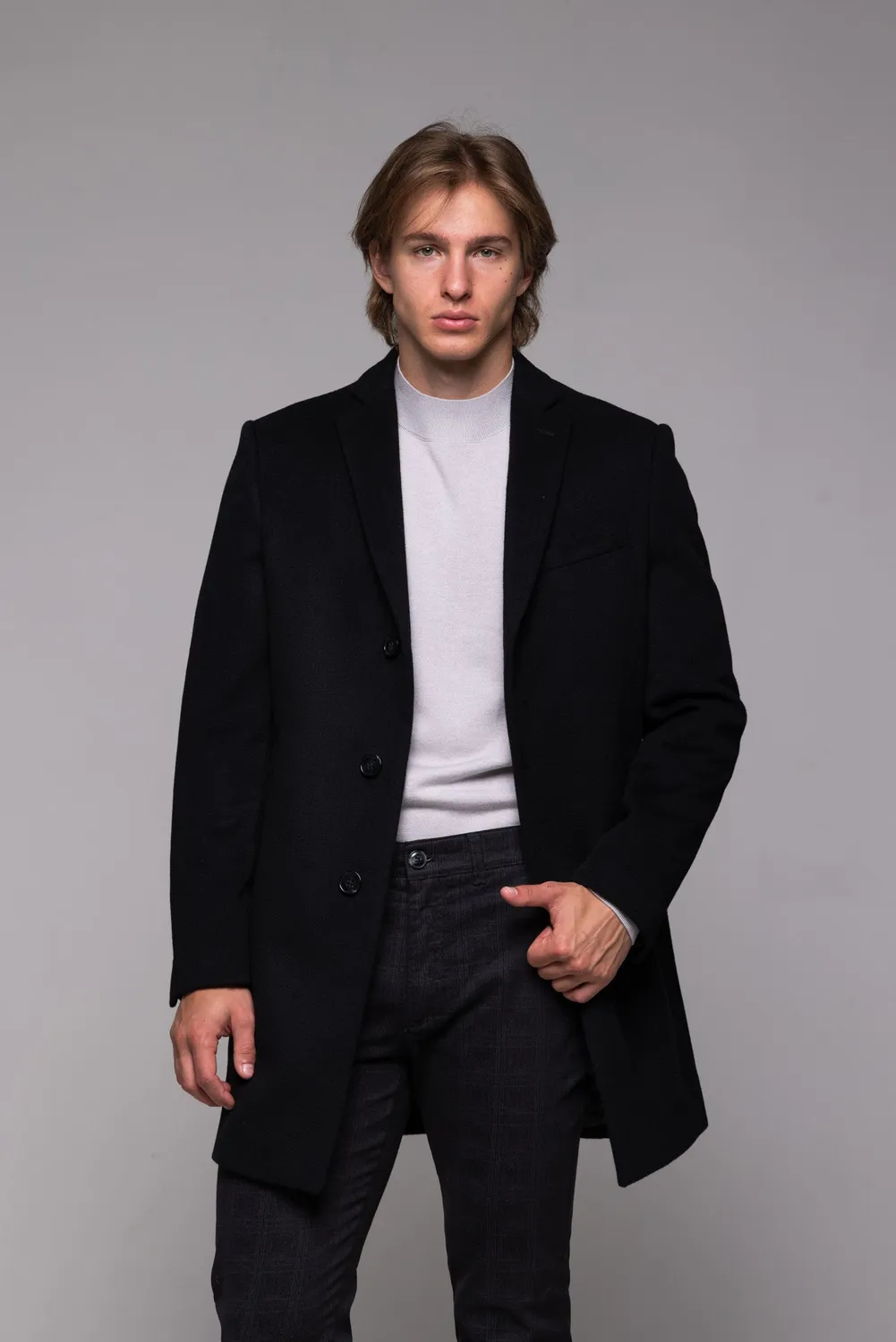 Alain Delon cappotto nero lana 50 con inserto staccabile