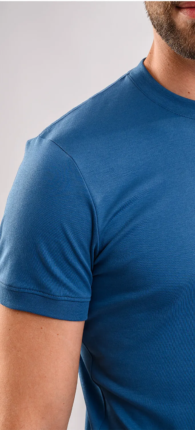 Alain Delon t-shirt cotone blu Slim S
