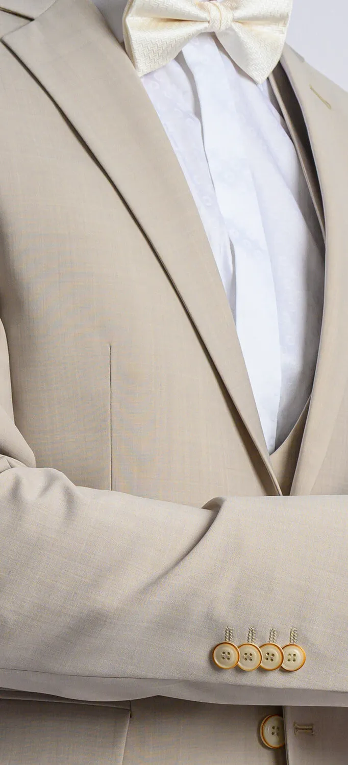 Alain Delon Wedding abito beige slim fit con gilet