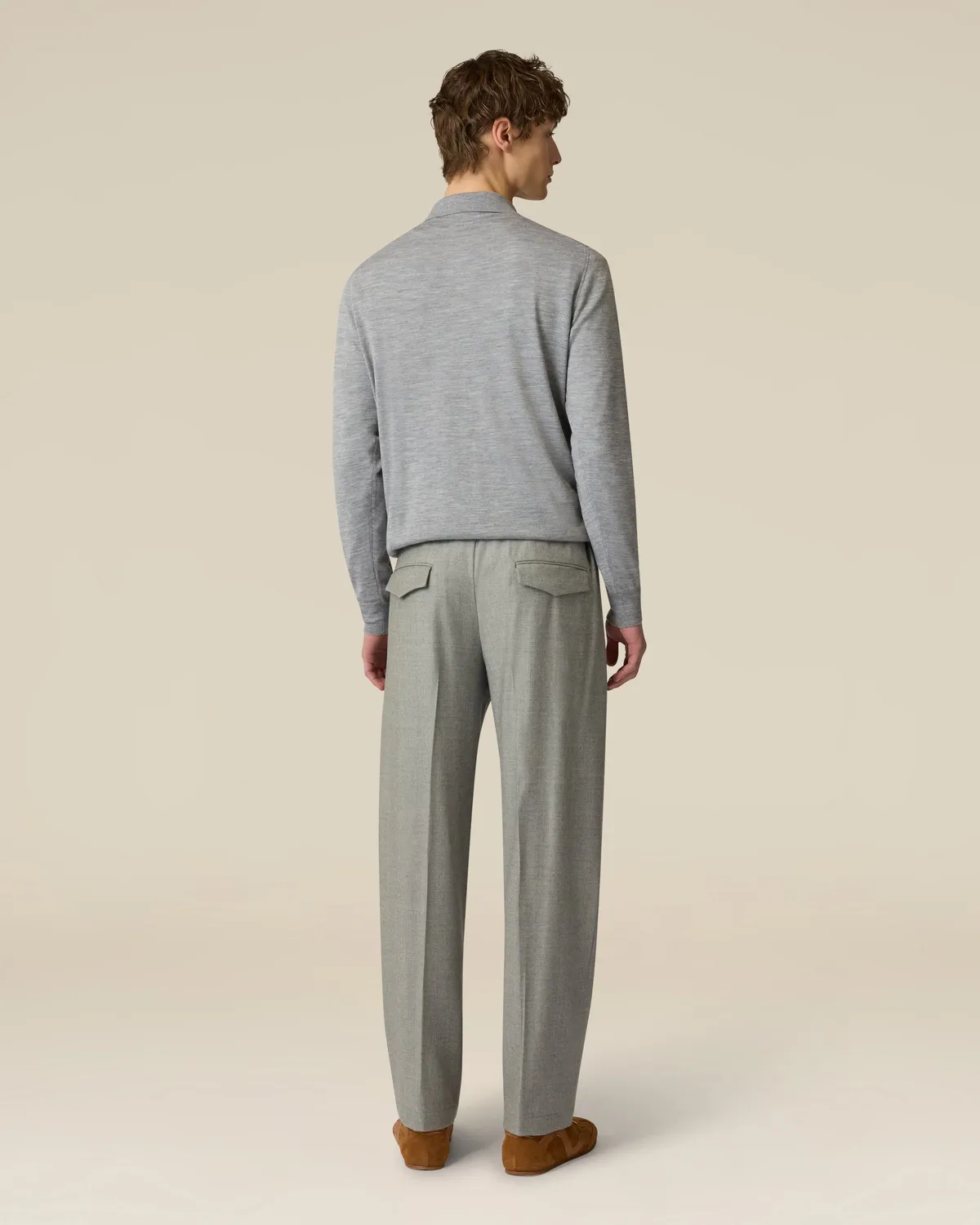 Lardini Pantalone Flanella Cashmere Grigio Senza Pieghe