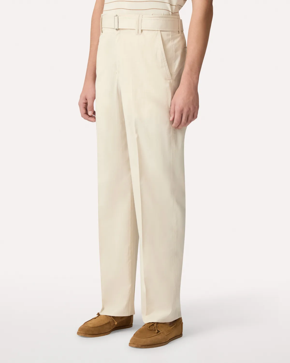Lardini pantalone panna cotone e seta senza pieghe