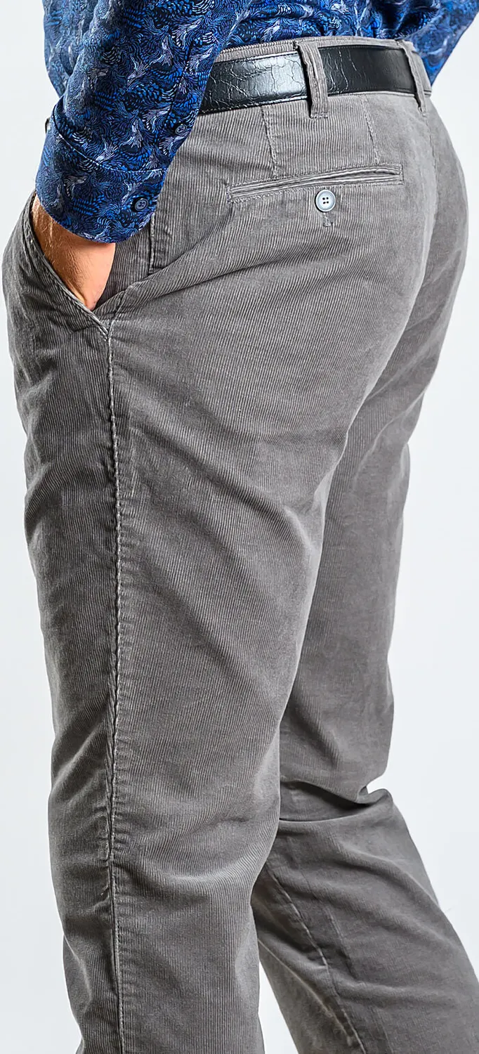 Alain Delon pantalone chino velluto grigio slim fit elasticizzato