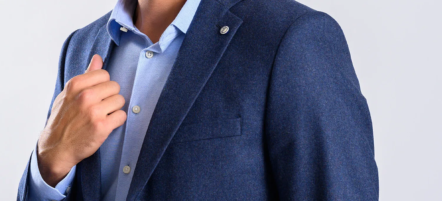 Alain Delon Giacca Lana Grigio Blu Slim Fit Uomo