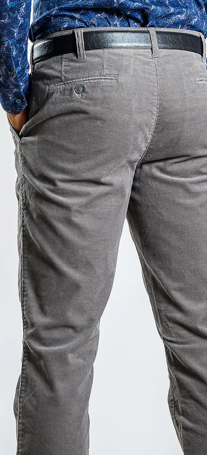 Alain Delon pantalone chino velluto grigio slim fit elasticizzato