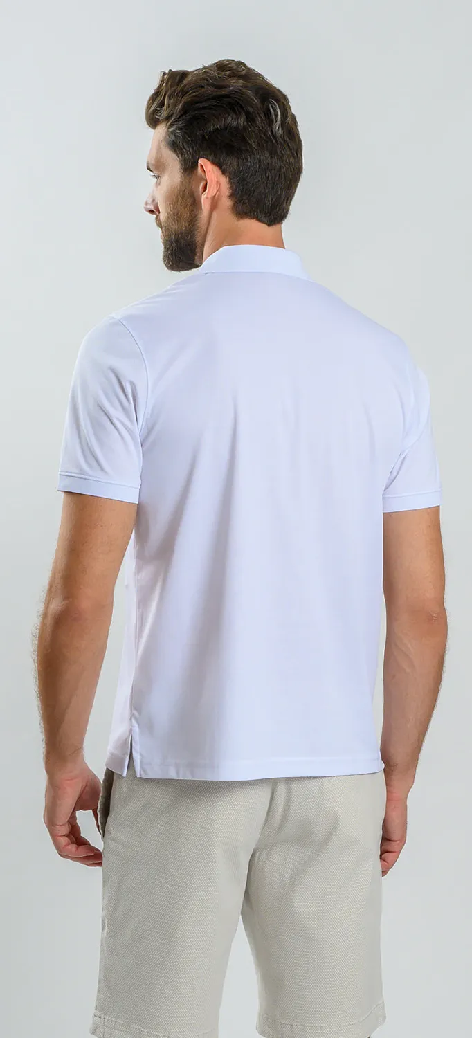 Alain Delon polo bianca uomo slim fit micropima