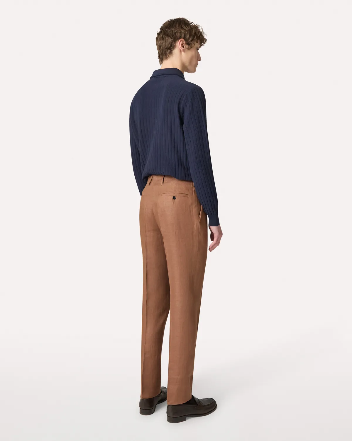Lardini pantalone marrone twill lino fondo 18 cm