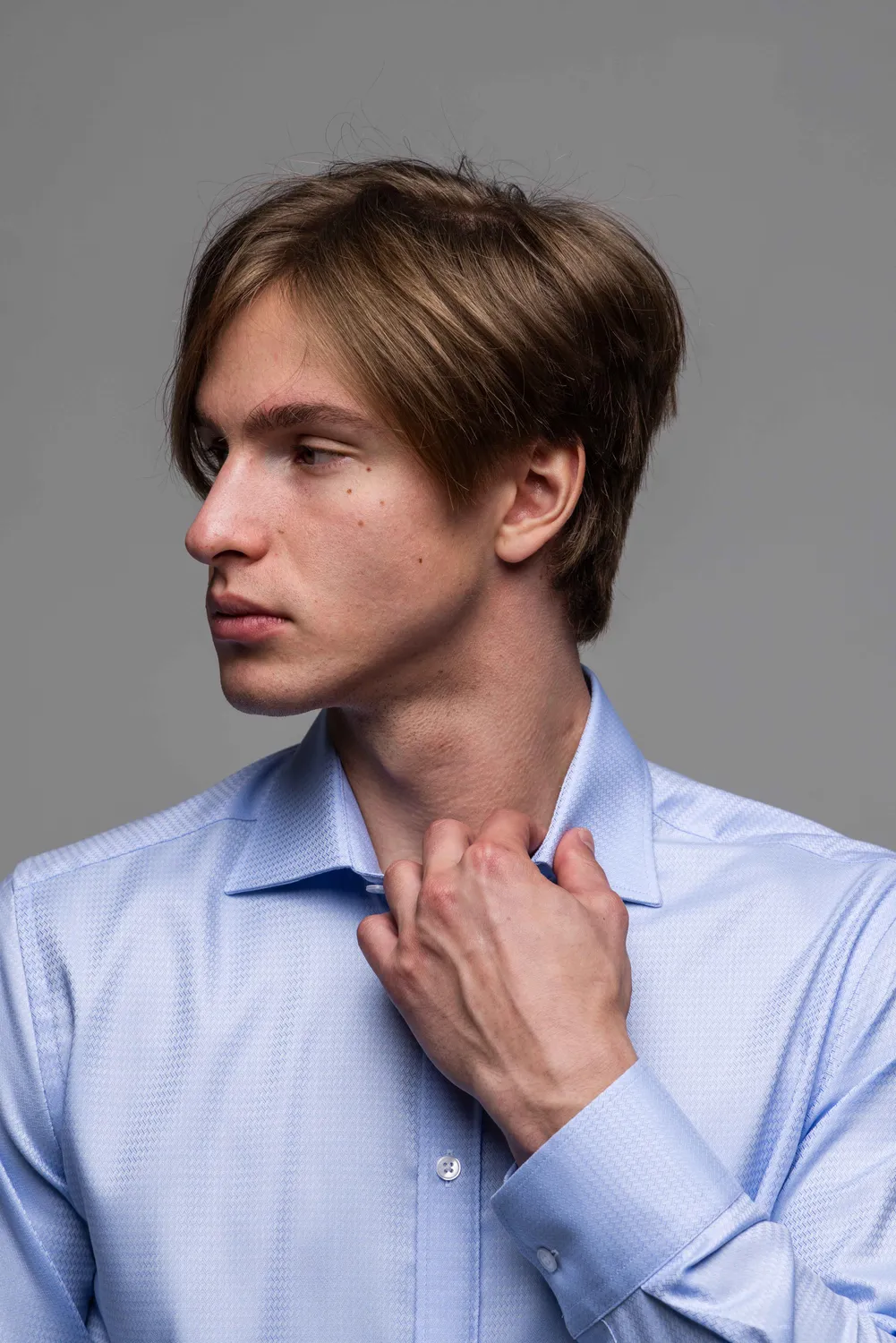 Alain Delon Camicia Blu Extra Slim Fit Jacquard