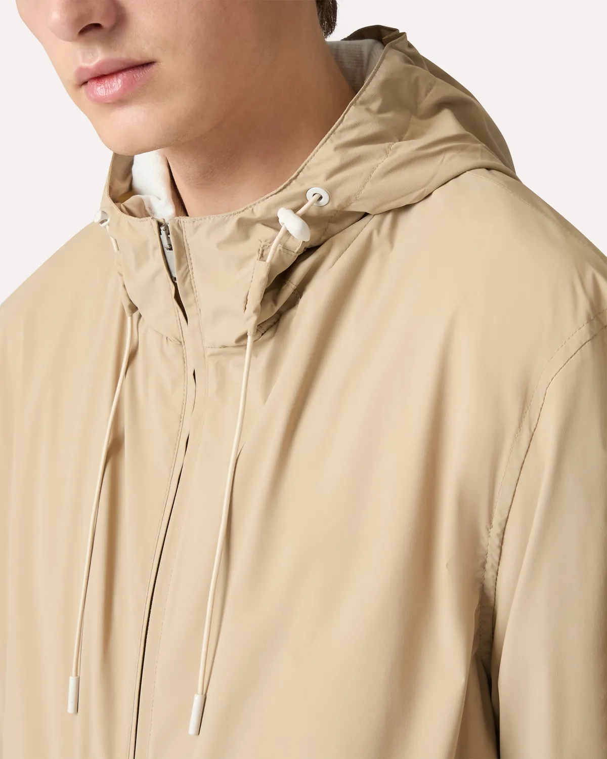 Lardini giubbino tecnico nylon cammello cappuccio