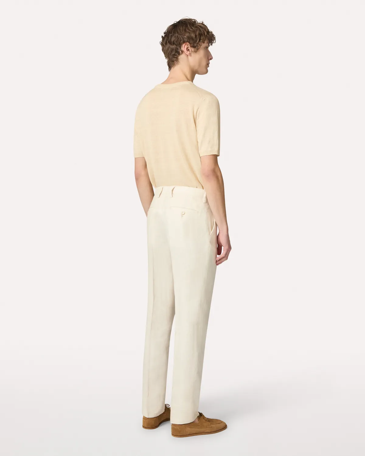 Lardini pantalone panna in lino senza pieghe