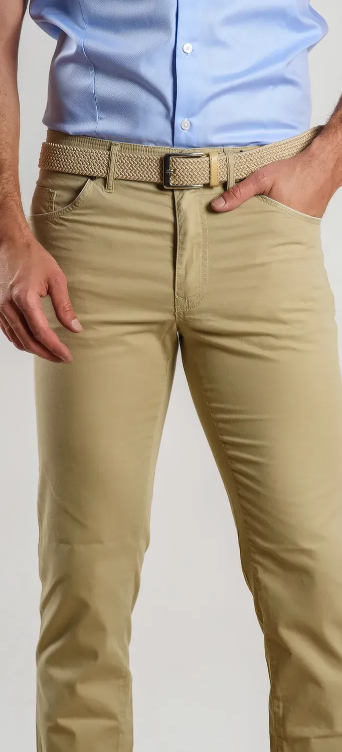 Alain Delon jeans beige cotone elasticizzato slim