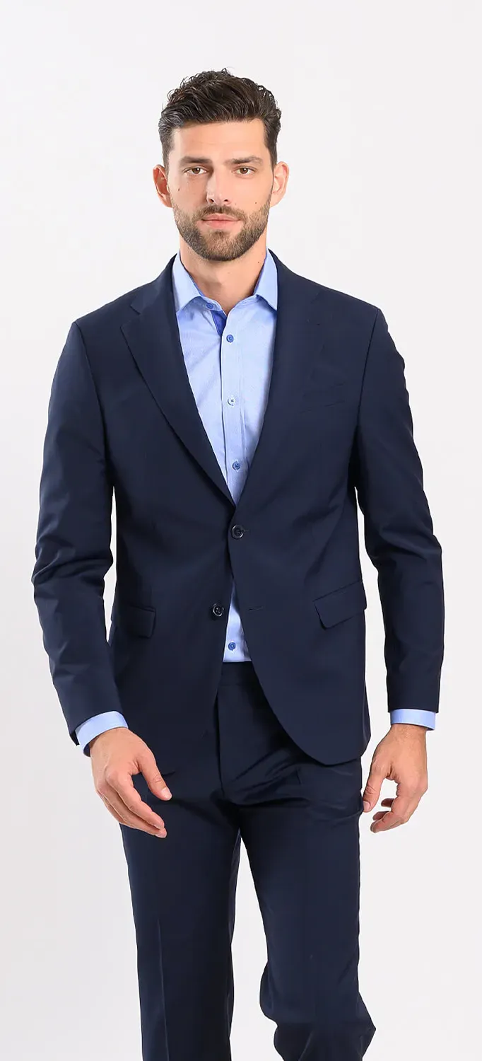 Alain Delon Basic giacca abito blu navy slim fit misto lana