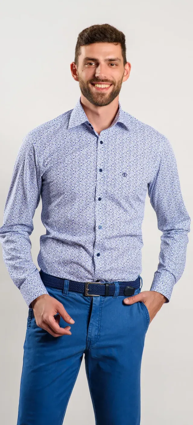 Alain Delon Camicia Extra Slim Fit Fantasia Stretch