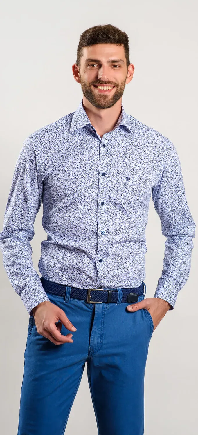 Alain Delon Camicia Extra Slim Fit Fantasia Stretch