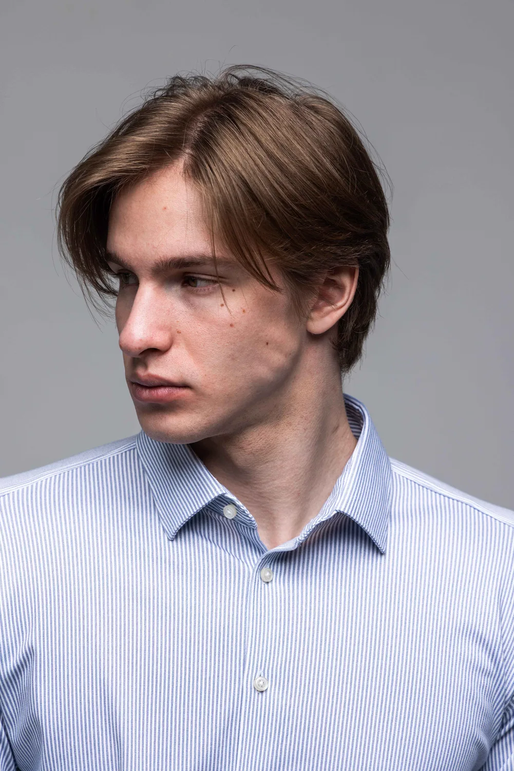 Alain Delon Camicia Bianca Righe Blu Extra Slim Fit Stretch