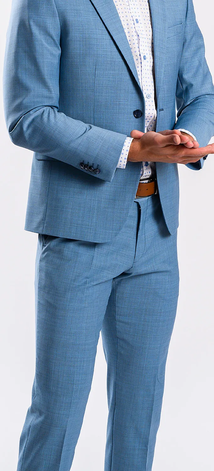 Alain Delon abito slim fit azzurro elasticizzato taglia 54