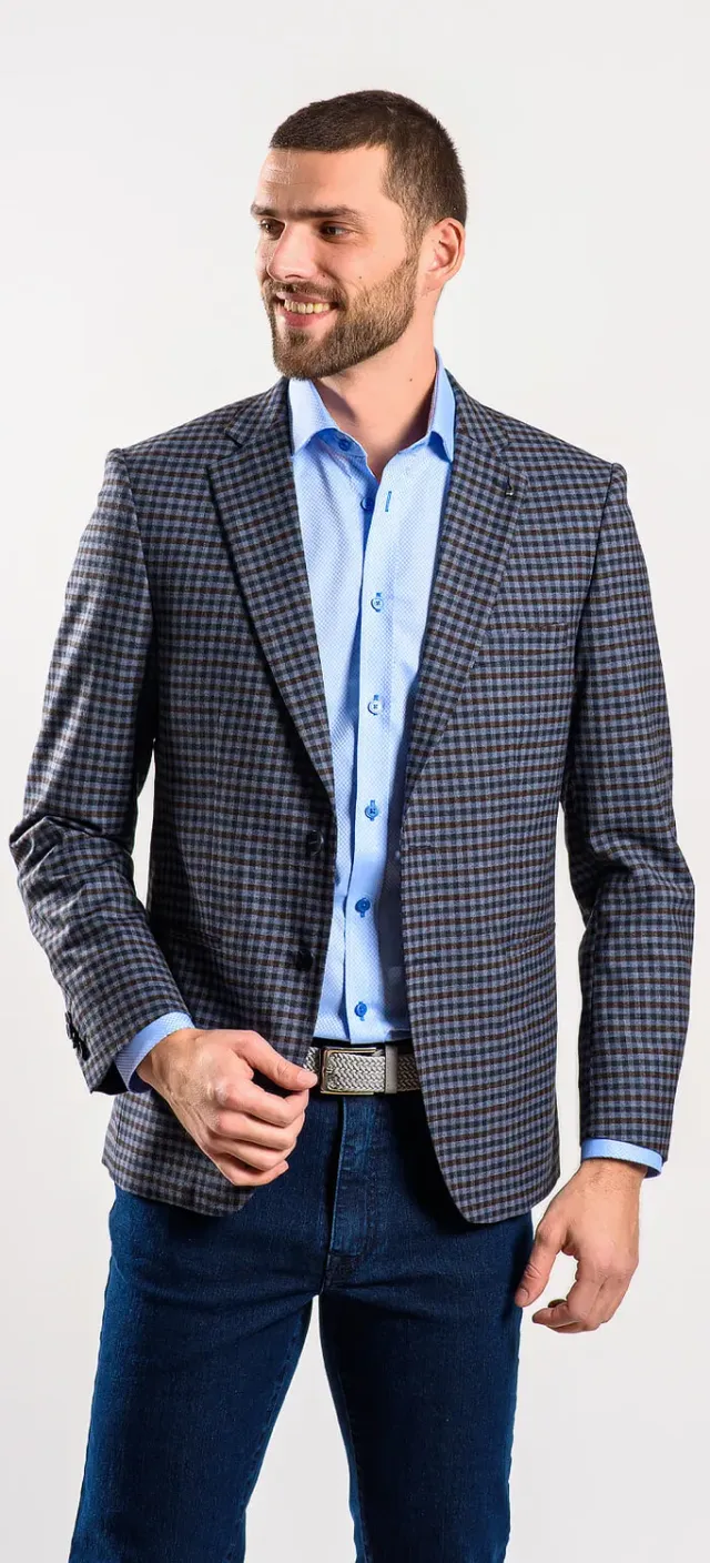 Alain Delon Giacca Quadri Slim Fit Lana Foderata